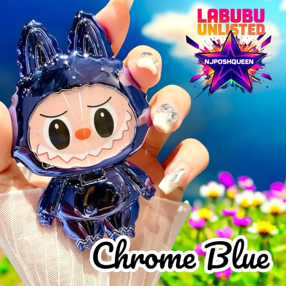Labubu Blue Foldable Rotating Phone Stand with Mirror & Surprise Bonus Gift
